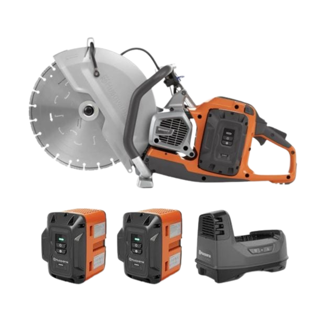 K1 PACE Power Cutter, 14" Diamond Blade, (2) B380X Batteries, and C900X Charger