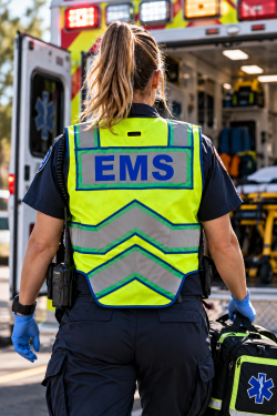Fire Ninja EMS Blue Public Safety Vest, Six-Point Breakaway