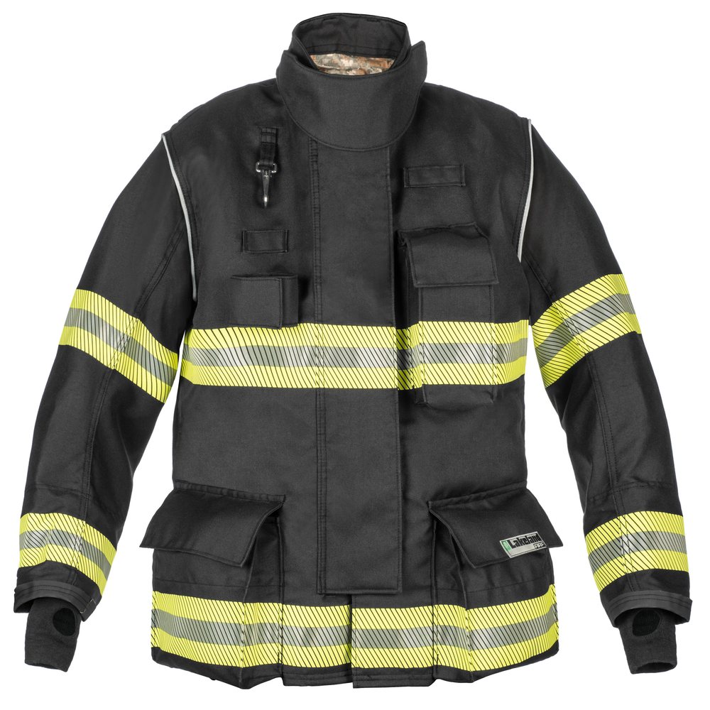 Lakeland B2 Black Pioneer structural turnout coat, front view