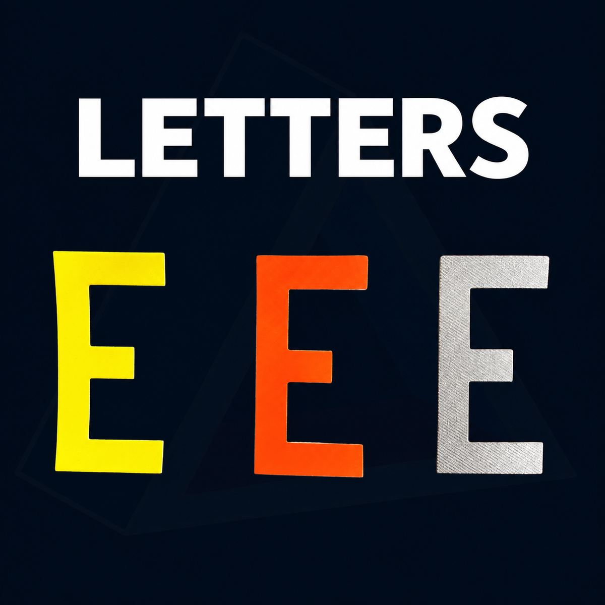 Name panel letter samples in lime, orange and silver