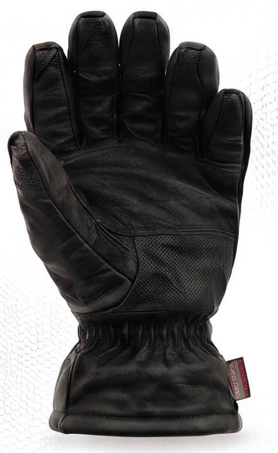 Palm view of a RagTop Fire Duty Mitt showing the reinforced central palm area, the reinforced thumb crotch, textured grip zones and the open palm-side wristlet.